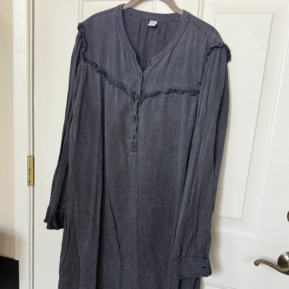 Old Navy Grey Women's Shirt Dress w/ Ruffle Detail, Size: XL, EUC
